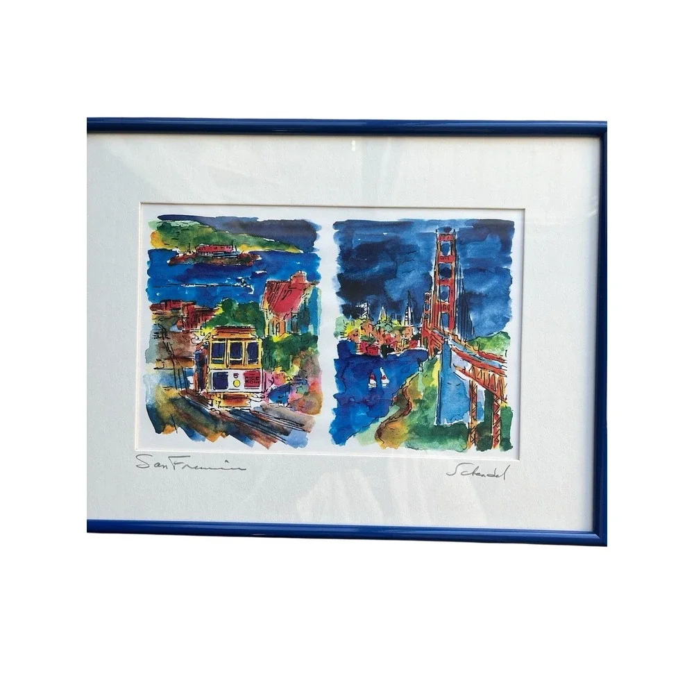 Jerry Schendel Artist CA Framed/Matted Watercolor San Francisco Signed - Picture 2 of 11